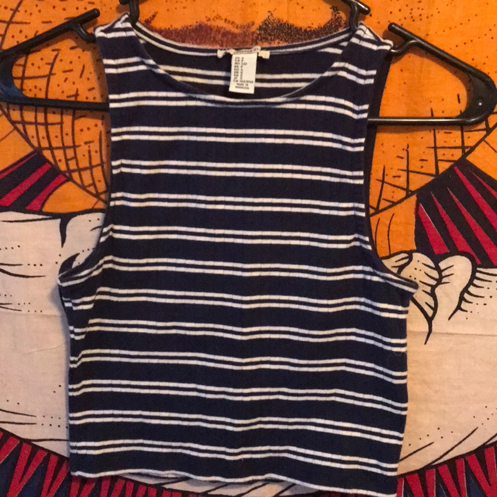 Navy blue and white crop top